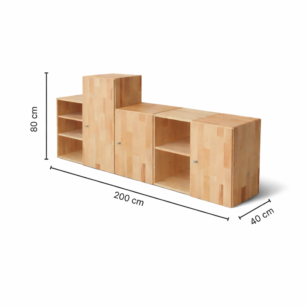 Maße und Abmessungen des MOVE LIVING modularen Stauraum-Sets