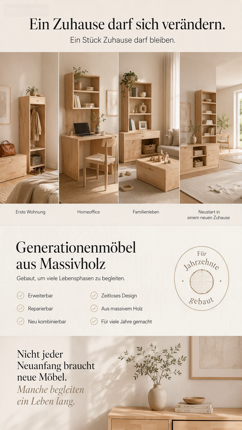 MOVE LIVING - Modulares System aus Massivholz | Wohnen & Homeoffice – flexibel erweiterbar